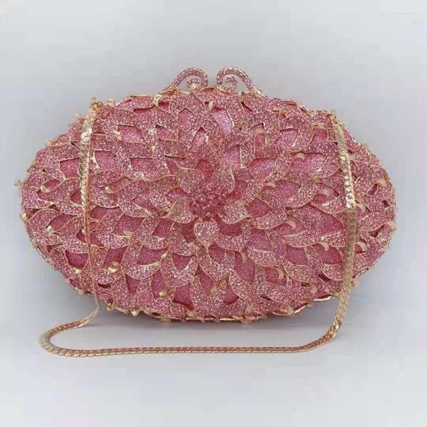 Bolsos de noche para mujer, bolso de mano grande rosa con diamantes de imitación, bolso de mano para fiesta o boda, bolso de mano de lujo para dama de honor para mujer, bolsos de mano para dinero