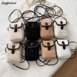 Avondtassen Lamswol Telefoontas Dames Nepbont Tassen Tender Sweet Lovely Cross Body Tieners Vrouwelijk Draagbaar Claxon Pluche Vierkant Gezellig 230826