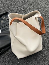 Bolsas de noite de marca de couro macio de grande capacidade para todas as combinações estilo ocidental textura de alta qualidade balde simples de ombro único feminino