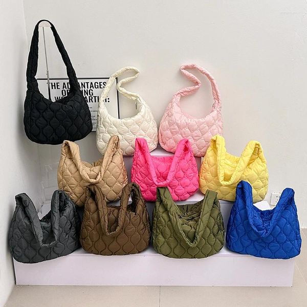 Bolsos de noche Bolso compuesto de tela de gran capacidad para mujer 10 colores Moda bolso de hombro acolchado Mujer Casual Shopper Bolso cruzado