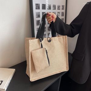 Avondtassen grote katoenen stof schouder voor dames 2023 dames TOTE TOTE shopper tas Koreaanse mode luxe vrouwelijke handtassen portemonnees reizen