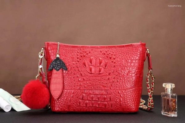 Bolsos de noche Último diseño Producción Piel de cocodrilo Señora Hombro Cruz Cuerpo Bolso de tamaño pequeño en color rojo, negro y rosa Envío gratis