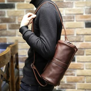 Sacs de soirée LEBSGE Mode Crazy Horse Pu Cuir Sac à bandoulière pour hommes Petit sac de messager rétro marron sac à bandoulière unique 231207