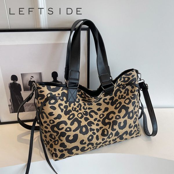 Sacs de soirée LEFTSIDE Big Leopard Design 2023 Hiver Mode coréenne Shopper Shopping pour femmes Sac à main Lady Sac à bandoulière Fourre-tout 230908