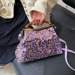 Sacs de soirée LEFTSIDE Style chinois sequin bandoulière pour femmes 2023 luxe designer mode fête sacs à main et sacs à main tendance chaîne cluth 231128