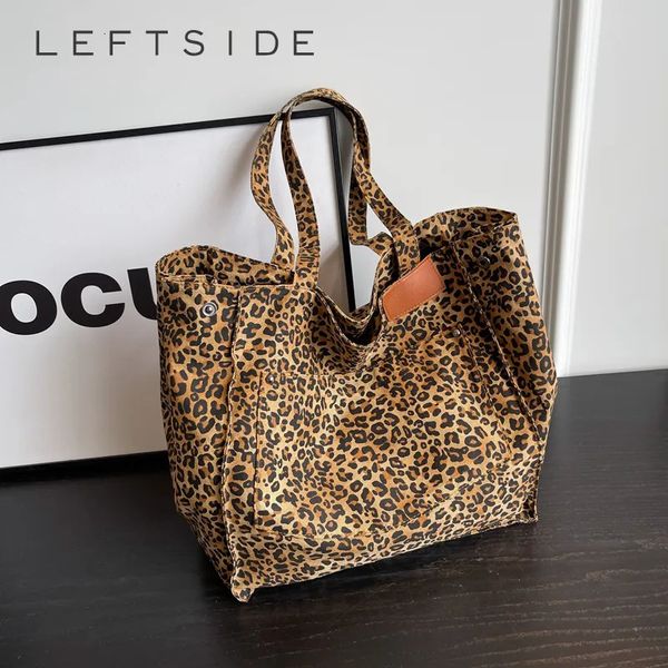 Sacs de soirée LEFTSIDE Leopard Design 2023 Mode coréenne Shopper Big Shopping pour femmes Sac à main Lady Sac à bandoulière Grande capacité 231113