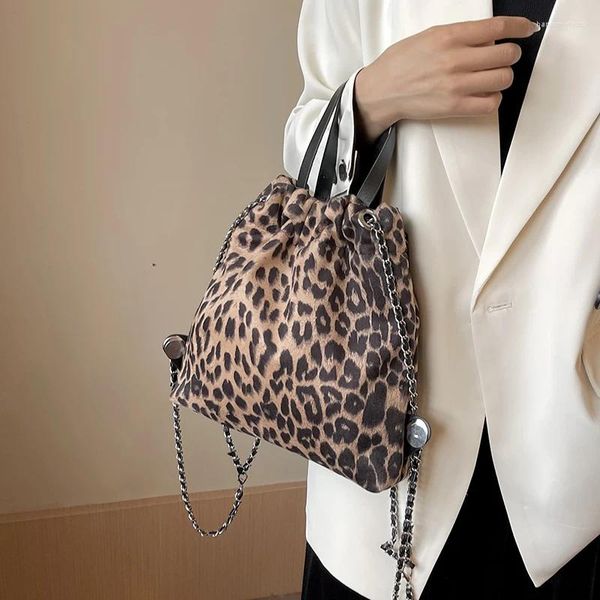 Bolsos de noche Hombro con estampado de leopardo para mujer 2024 PU Cuero Retro Moda Tendencia Bolsos y monederos Lady Crossbody Bag
