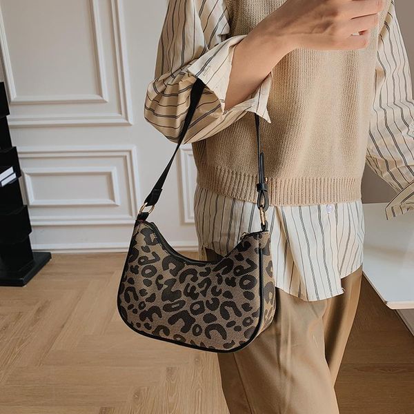 Bolsos de noche con estampado de leopardo, bandolera de hombro, bandolera sencilla, bolsos de mano informales de piel sintética a la moda para mujer, bolsos de mano, bolso de noche