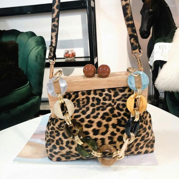 Sacs de soirée léopard femmes sac bois Clip acrylique sac à main mode chaîne épaule 01-SB-stjzyk