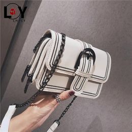 Avondtassen LHXCY Hoge kwaliteit Clamshell Pu-leer Wit Crossbody Casual Chain Clutch Schoudercapaciteit Portemonnees en handtassen