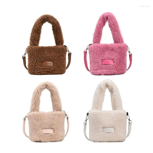 Bolsas de noche Bolsa de cubo de mano de felpa ligera Bolso de hombro Bolso Decoración perfecta o juguete para niños y niñas