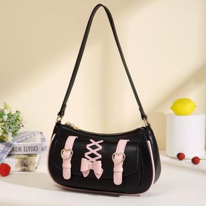 Avondtassen Lolita Schouder Voor Vrouwen Leuke Boog Jk Zoete En Kawaii Lippenstift Portemonnees Handtassen All-Match Lederen Onderarm tas Sac