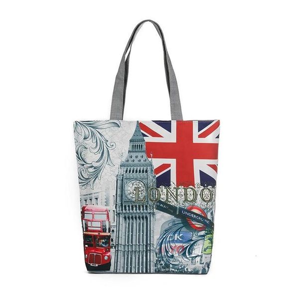 Sacs de soirée Londres Drapeau britannique Grand sac fourre-tout en toile de coton pour femme Sacs à main avec poignée supérieure Shopping257r