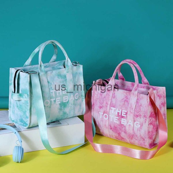 Bolsos de noche Marcas de lujo Tie Dye Tote Bolsos de mujer Diseñador Lienzo Shopper Monederos Carta Hombro Crossbody Bolsos para mujeres 2022 Maletín J230609