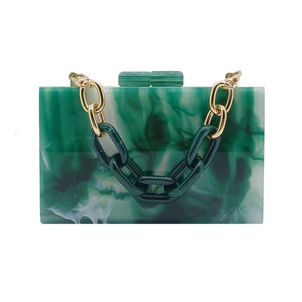 Sacs de soirée Marques de luxe Femmes Portefeuille Vert émeraude Acrylique Sac de soirée Épaule Bandoulière Élégante Pochette Bourse De Mariage Chaîne Sac À Main 230414