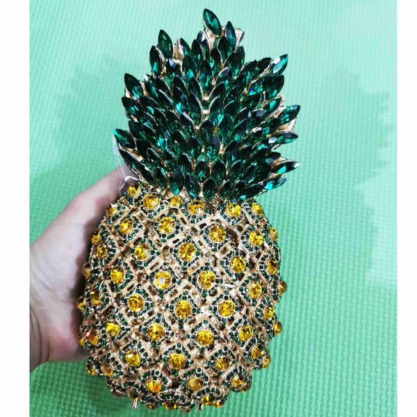 Sacs de soirée luxe cristal vert ananas sacs de soirée pour dames fête mariage chaîne de Cocktail pochette sac à main femme diamant embrayages sacs HKD230821