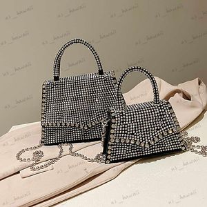 Sacs de soirée Design de luxe diamant petit sac à rabat qualité en cuir PU soirée strass sac à main argent cristal chaîne épaule bandoulière pochette T230526