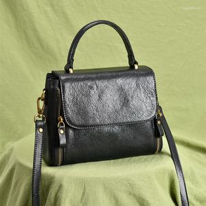 Avondtassen Luxe Design Eerste Laag Plantaardig Gelooide Koeienhuid Handtas Vintage Enkele Schouder Cross-body Tas Dames Leer Motorfiets