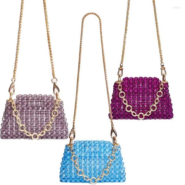 Bolsas de noche Diseñador de lujo Bolso de hombro Crossbody Mango superior 2024 Cadena de metal de color personalizado Monederos y bolsos con cuentas hechos a mano para mujeres