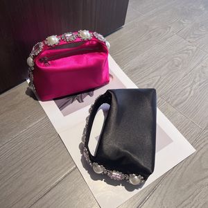 Sacos de noite de designer de luxo com strass, diamante, pérola, Hobo, bolsa feminina, de cetim, bolsa de noite, bolsa de jantar, bolsa de mão, bolsa de ombro 230718