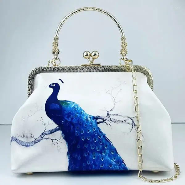 Bolsas de noche Diseñador de lujo Shell Mujeres Peacock Impresión Crossbody para bolsos 2024 Cadena Hombro Messenger