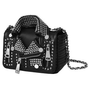 Sacs de soirée Designers de luxe Femmes Cuir Artisanat Rivet Veste Forme Style Punk Messenger Filles Moteur Épaule Bandoulière SacSoirée