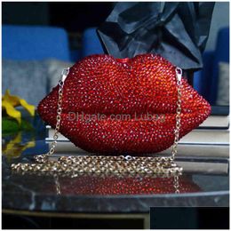 Sacs de soirée Luxe Diamant Incrusté Discothèque Tenant Sac De Fête Acrylique Chaîne À Lèvres Dîner Femme Drop Delivery Lage Accessoires Dhvgt