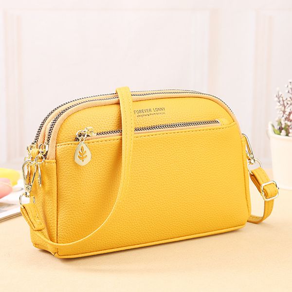 Sacs de soirée de luxe Double fermeture éclair femmes épaule souple en cuir PU téléphone sac à bandoulière dames sac à main rabat embrayage femme petit messager 230804