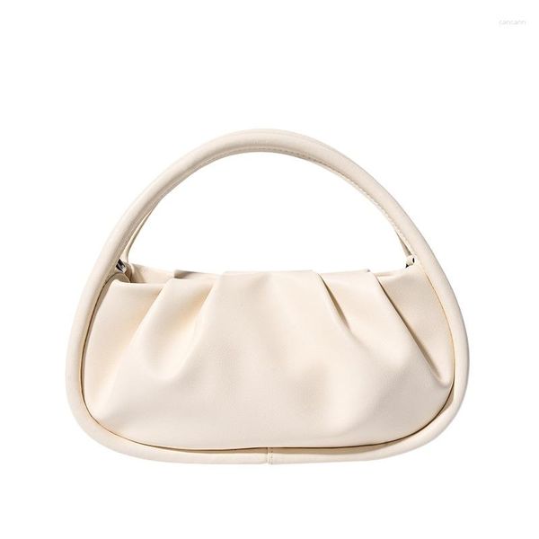 Bolsas de noche de lujo de cuero genuino bolso de mujer doblado nube viaje femenino bolsa de mensajero chicas moda blanco azul hobos hombro