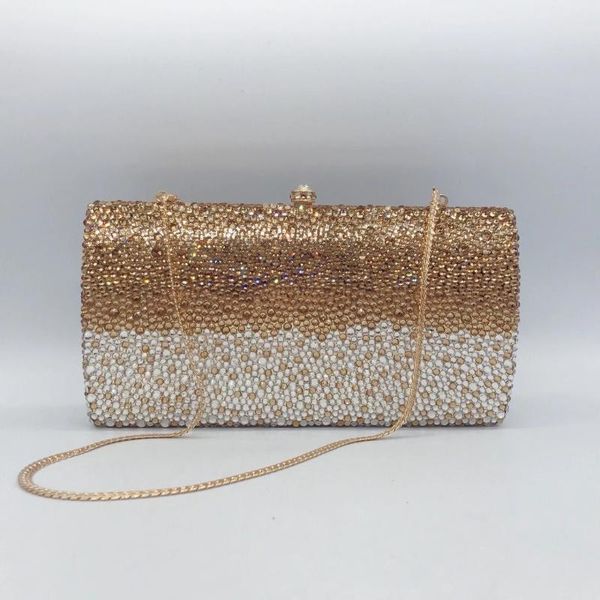 Bolsos de noche de lujo dorado/blanco/dorado con diamantes de imitación, bolso de mano con diamantes de imitación, diseñador de carteras para mujer, bolsos de boda para fiesta, bolsos femeninos