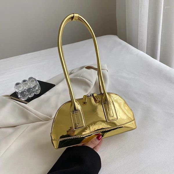 Sacs de soirée Luxury Gold Woman Top Handbag 2024 Été Femmes Aaisselle Pours Shell Shell Forme Design Brand Brand Femme Hobo Sac
