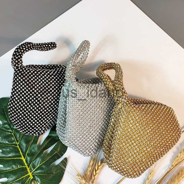 Bolsos de noche Diamantes de imitación suaves de lujo Bolsos de noche pequeños Diamantes Día Embrague Cremallera Monedero de bolsillo con bolsos dorados y plateados sac a main femmes J2300828