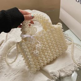 Sacs de soirée de luxe tissé perles sac épaule pour femmes designer petites perles sacs à main marques fête bourse de mariage embrayage fourre-tout 231123