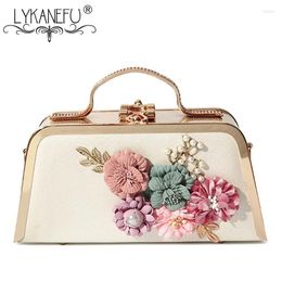 Sacs de soirée Lykanefu Tote Femmes Floral Métal Cadre Chaîne Jour Embrayages Petite Épaule Main Pour La Fête De Mariage Bourse