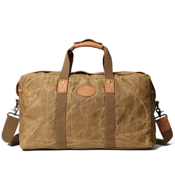 Bolsos de noche M384 Vintage Gran capacidad Estilo militar americano Grueso Cera de aceite Lona Bolsa de fitness Hombro Deportes al aire libre Viajes 230727