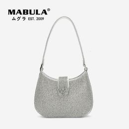 Bolsos de noche MABULA Bling Mujeres Hombro Pequeño Bolso de mano de diamante de alta calidad Diseño de lujo Media luna Bolso bandolera 230320