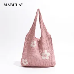 Sacs de soirée Mabula Flower Tricoted Mesh Sac fourre-tout pour femme Hollow Out Beach Burser Purse Casual Eco Plaiting Shopper Handsbag