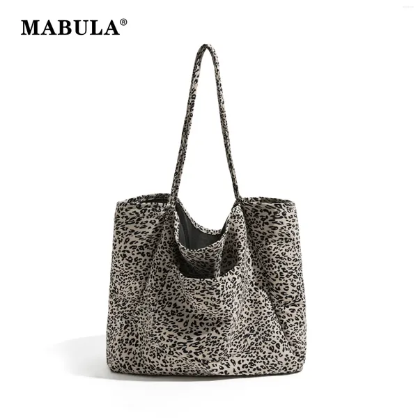 Sacs de soirée MABULA Languid Style Léopard Imprimé Dames Toile Sac À Bandoulière Grand Doux Modèle Animal Shopper Bourse 2024 Automne Eco Sac À Main