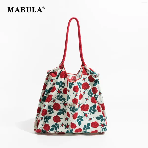 Sacs de soirée Mabula Luxury Design Femmes Sac grande capacité Toche à main décontractée Sac à main épaule de vacances avec figure de fleur