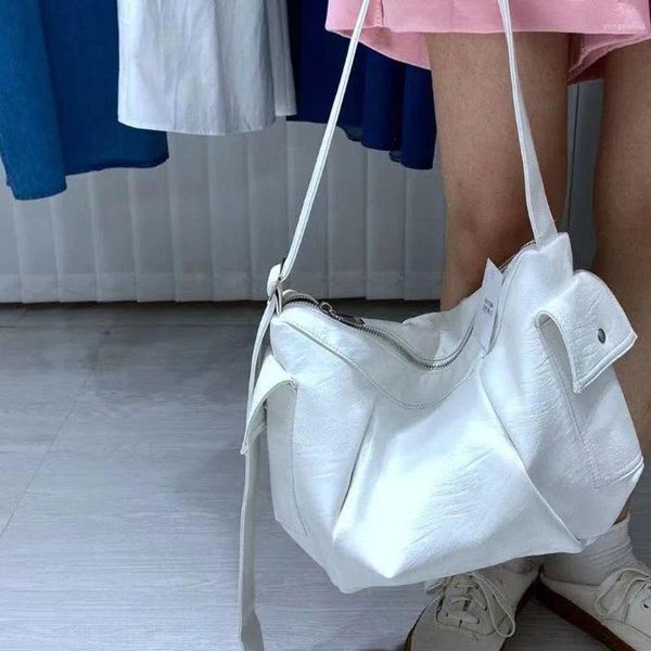 Sacs de soirée MBTI Pure White Femmes Sac à bandoulière Y2K Casual Grande Capacité Mode Bandbody Style coréen Simple Femme dans le sac à main