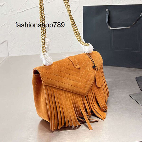 Bolsas de noche Bolsa de mensajero Bolsas de hombro de moda Monedero de cuerpo cruzado Bolso de mujer Barra de cadena dorada gruesa Hardware de metal Letra Flap Hasp Borla Monedero Ranura Bolsillo JFQ4