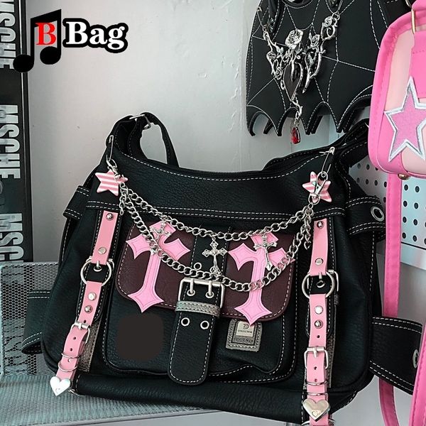 Borse da sera Millennium Subculture Tote di grande capacità Gothic Harajuku y2k Punk Woman Write Card Borsa a tracolla Spicy Girl Bag 230804