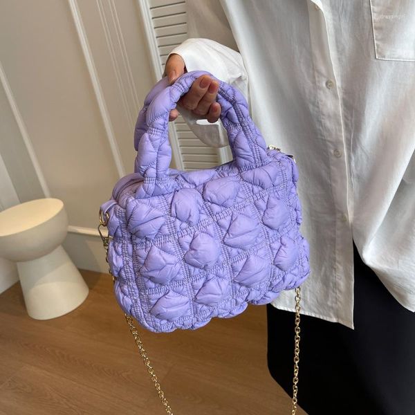 Bolsas de noche Mini Puffer Tote Bag Hombro de la nube para las mujeres Arrugas Acolchadas Cadena Crossbody Monedero Acolchado Bolsa de clave Tendencia Bolso