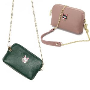 Avondtassen mini shell telefoon tas koehide schoudermeisjes cartoon vol graan lederen groen roze handtas munt portemonnees crossbody dames ba