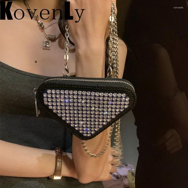 Sacs de soirée Mini sac à bandoulière Ladys Designer de luxe Triangle Diamants Petit porte-monnaie Bling Marque Mode Bandoulière Épaule