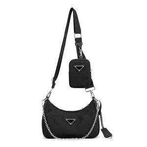 Avondtassen Mini-draagtassen Designer schoudertas, crossbodytas uit 2005, heruitgave nylon hobotassen, verstelbare riem, afneembaar kettinghandvat, zwartbruine portemonnees, telefoontas