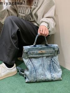 Sacs de soirée Miyagawa Rétro Vintage Denim Sac à dos pour femmes en 2023 Cool Commuting Sacs à dos portables Causal Spicy Girl Book 231206