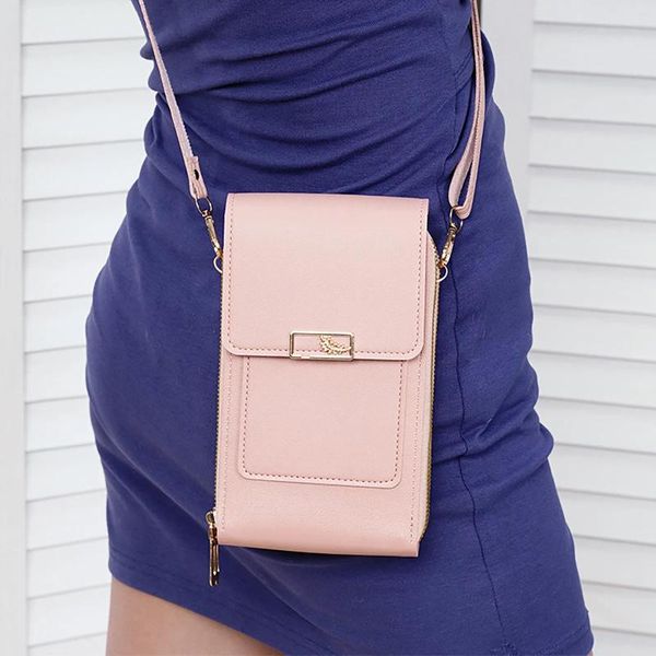 Bolsas de noche Teléfono móvil Bolsa de hombro para mujer Multifuncional Negocio Color Sólido Moda Impermeable Simple Pequeño Crossbody