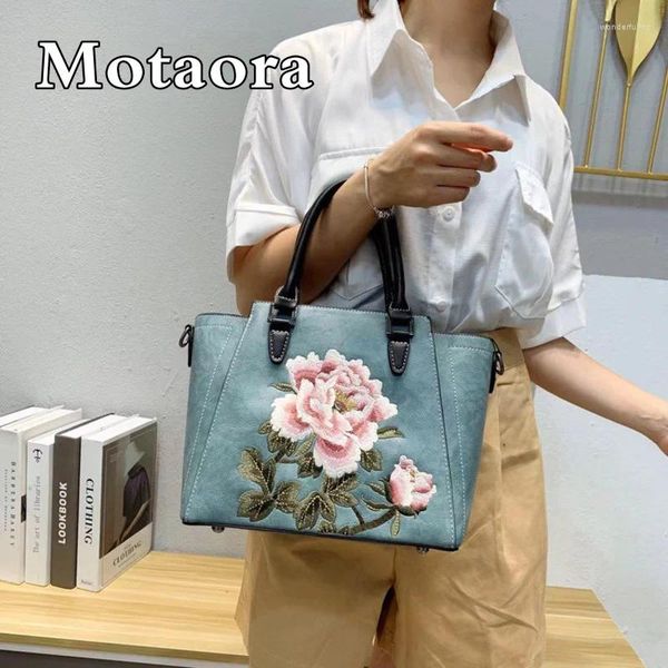 Bolsos de noche Bolso de hombro para mujeres Mana de cuero para mujeres 2024 Bordado Flower Damas Bolsos de estilo femenino Estilo chino