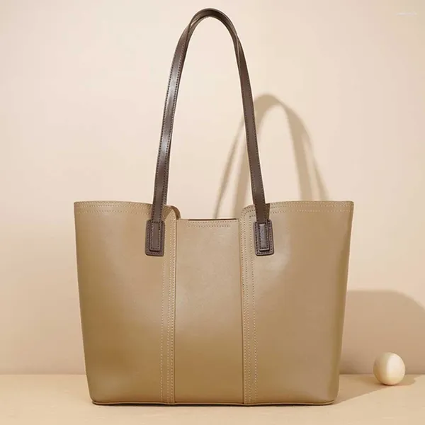 Bolsas de noche Motingsome Minimalismo Estilo Casual Tote Vaca Cuero Mujer Euro-American Gran Capacidad Shopper Lady Bolso de mano